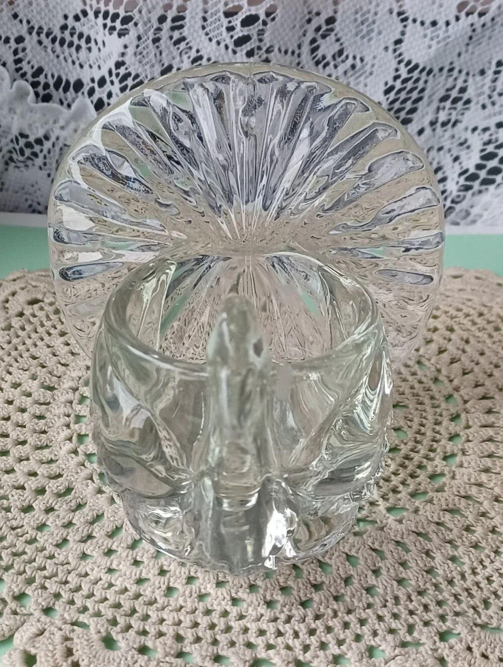 VTG 1979 HOLIDAY SEASON AVON CLEAR GLASS TURKEY TEALIGHT/VOTIVE CANDLE HOLDER